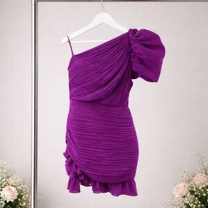 Express Vibrant Purple One-Shoulder Dress